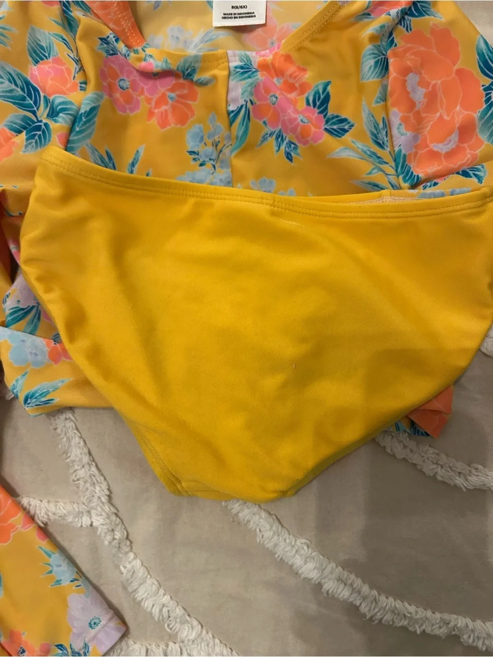art class Yellow Floral Long-Sleeve Swim Rashguard Set